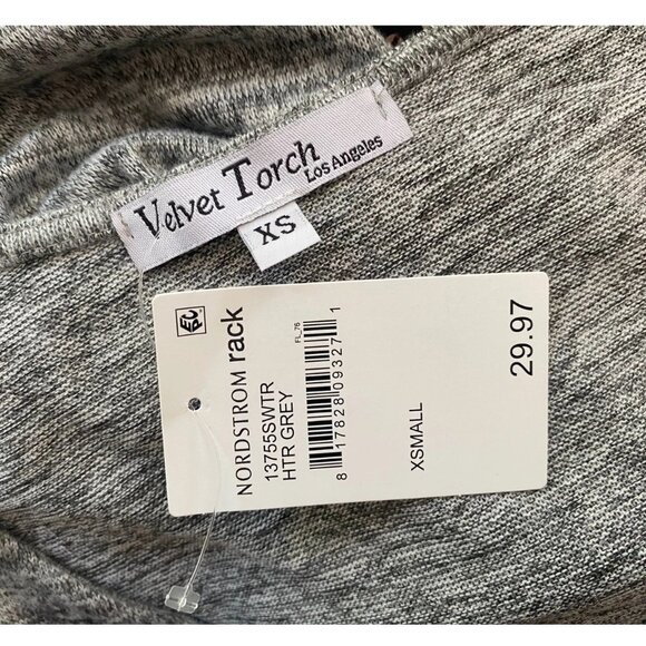 NORDSTROM Heather Gray Long Sleeve belted Mock Wrap midi Dress *X-SMALL* - Picture 6 of 6